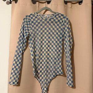 Gaze Blue and Cream Checkered Top